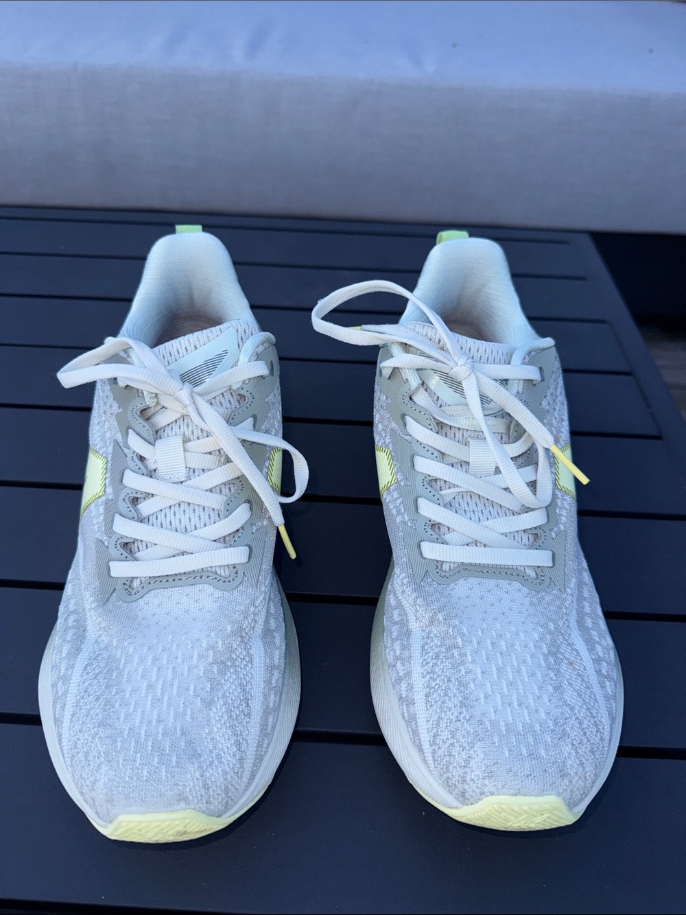 Mephisto Women's Light Gray Sneakers with Neon Yellow Accents
